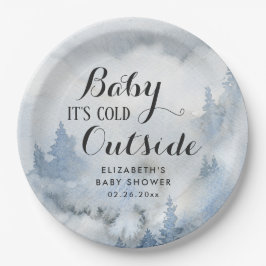 Dusty Blue Winter Forest - Baby It's Cold Outside Pappteller