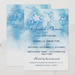 Dusty Blue Winter Script Calligraphy Brautparty Einladung