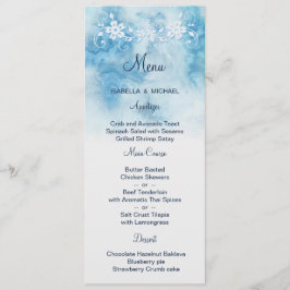 Dusty Blue Winter Script Calligraphy Watercolor Menükarte