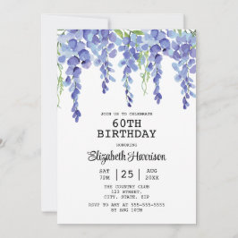 Dusty Blue Wisteria Floral Greenery 60. Geburtstag Einladung