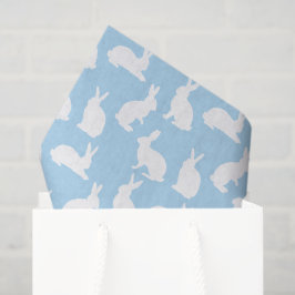 Dusty Blue With White Bunny Pattern Cute Easter Seidenpapier