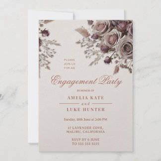 Dusty Blush & Lila Rose Engagement Party Einladung