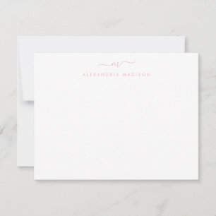 Dusty Blush Pink Script Monogram Swash Stationery Mitteilungskarte