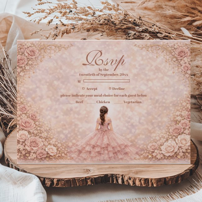Dusty Blush Rose Garden Quinceañera RSVP Karte (Von Creator hochgeladen)