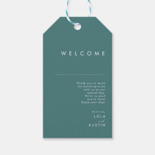 Dusty Boho Begrüßung grün und blau Geschenkanhänger