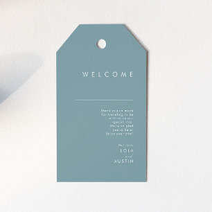 Dusty Boho   Begrüßung von Blauen und Grünen Geschenkanhänger