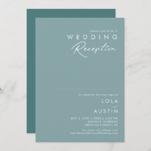Dusty Boho   Blaue und grüne Hochzeitsempfehlung Einladung