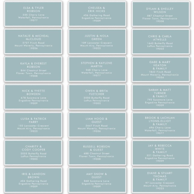 Dusty Boho | Blue Guest Address Labels (Vorderseite)