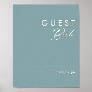 Dusty Boho   Blue Guest Book Sign Poster
