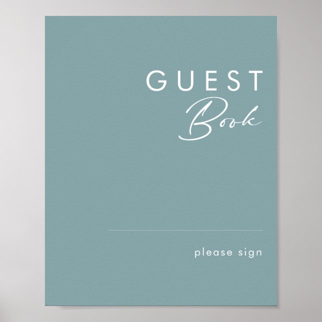 Dusty Boho | Blue Guest Book Sign Poster (Vorne)