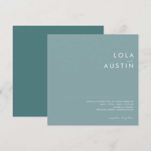 Dusty Boho | Einladung zum blauen und grünen Platz (Vorne/Hinten)