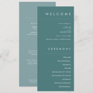 Dusty Boho Green and Blue Wedding Program Programm