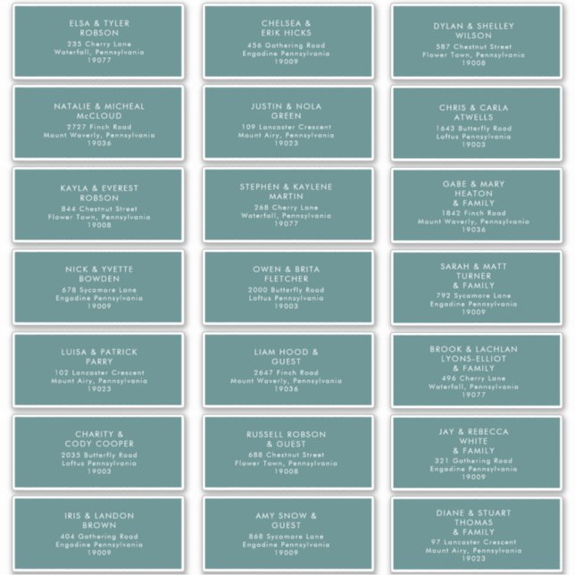 Dusty Boho | Green Guest Address Labels (Vorderseite)