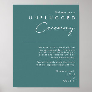 Dusty Boho   Green Unplugony Zeremony Sign Poster