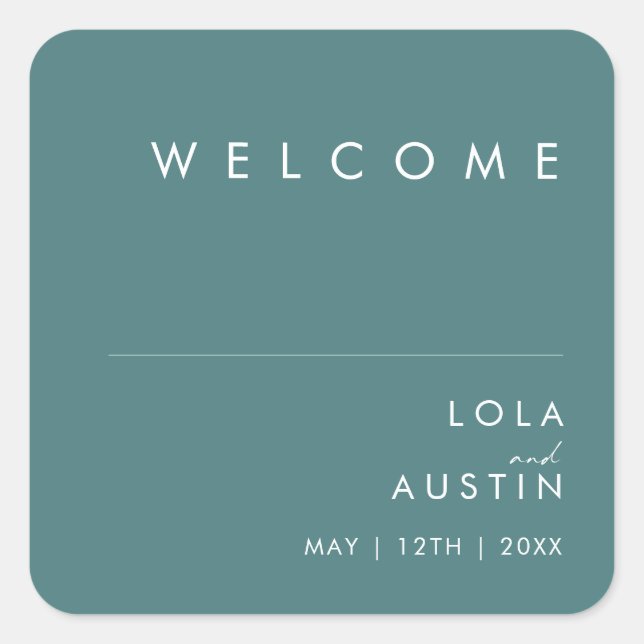 Dusty Boho | Green Wedding Welcome Square Sticker (Vorderseite)