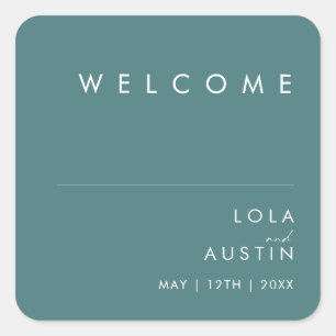 Dusty Boho   Green Wedding Welcome Square Sticker