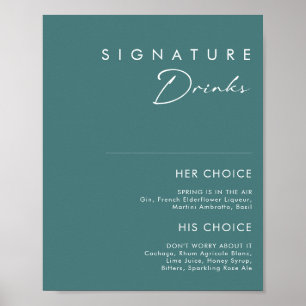 Dusty Boho Grünes Signature-Drinks-Schild Poster