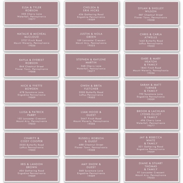Dusty Boho | Lila Guest Address Labels (Vorderseite)