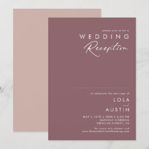 Dusty Boho Lila Hochzeitsempfehlung und Rose Einladung