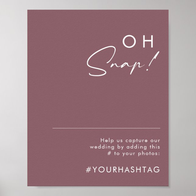 Dusty Boho | Lila Oh Snap Wedding Hashtag Sign Poster (Vorne)