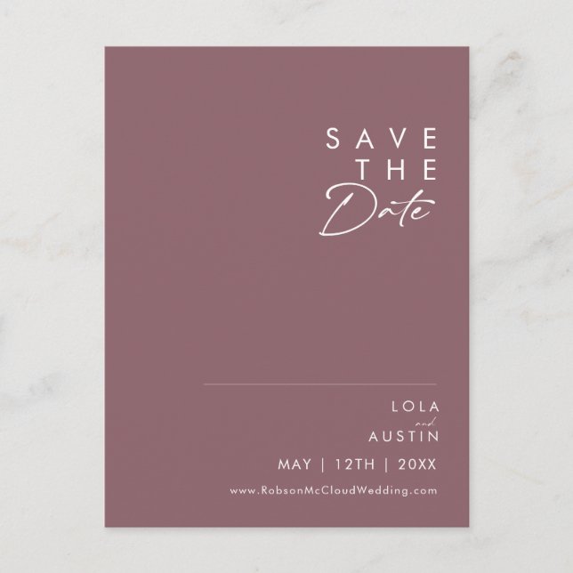Dusty Boho | Lila Save the Date Postkarte (Vorderseite)