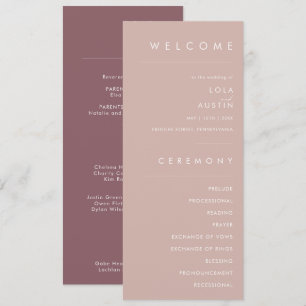 Dusty Boho   Rose und Lila Hochzeitsprogramm für G Programm