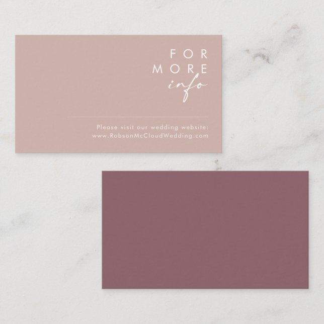Dusty Boho | Rose und Lila Website-Karte für Hochz Begleitkarte (Vorne/Hinten)