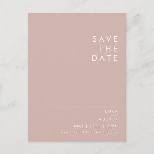 Dusty Boho Rose und Save the Date Lila Einladungspostkarte