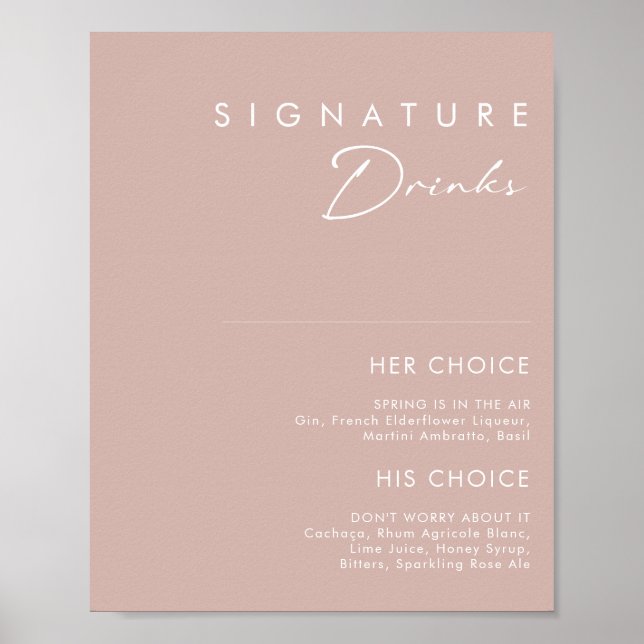 Dusty Boho | Unterschrift Rose Getränke Unterschri Poster (Vorne)