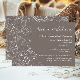 Dusty Brown Elegant Floral Hochzeitsunterkünfte Begleitkarte