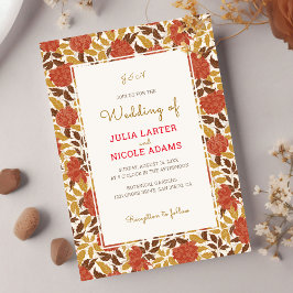 Dusty Brunt Orange Peony Blume Fall Foto Hochzeit Einladung