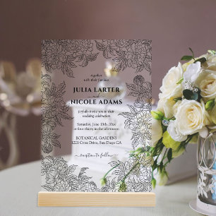 Dusty Brunt Orange Peony Blume Hochzeit im Herbst Acryleinladungen