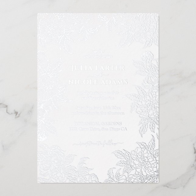 Dusty Brunt Orange Peony Blume Hochzeit im Herbst Folieneinladung (Vorderseite)