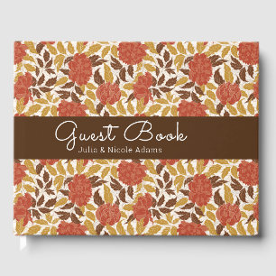 Dusty Brunt Orange Peony Blume Hochzeit im Herbst Gästebuch