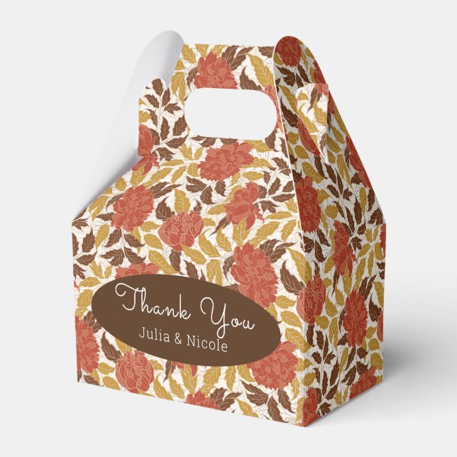 Dusty Brunt Orange Peony Blume Hochzeit im Herbst Geschenkschachtel (Vorderseite)