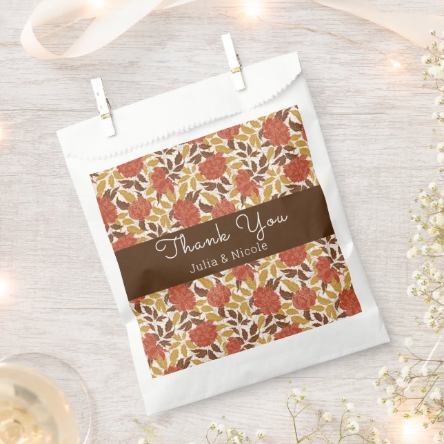 Dusty Brunt Orange Peony Blume Hochzeit im Herbst Geschenktütchen (Ausgeschnitten)