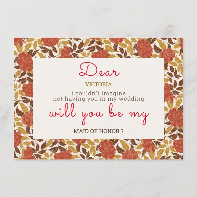 Dusty Brunt Orange Peony Blume Hochzeit im Herbst Menükarte (Vorderseite)