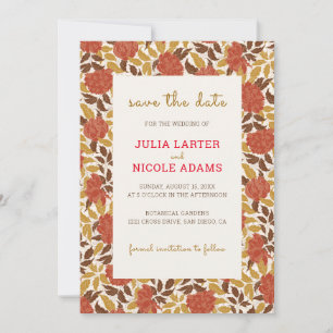 Dusty Brunt Orange Peony Blume Hochzeit im Herbst Save The Date