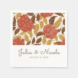 Dusty Brunt Orange Peony Blume Hochzeit im Herbst Serviette