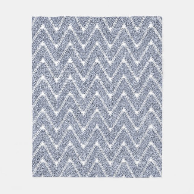 Dusty Denim Blue Zickzack Pattern Fleecedecke (Vorderseite)