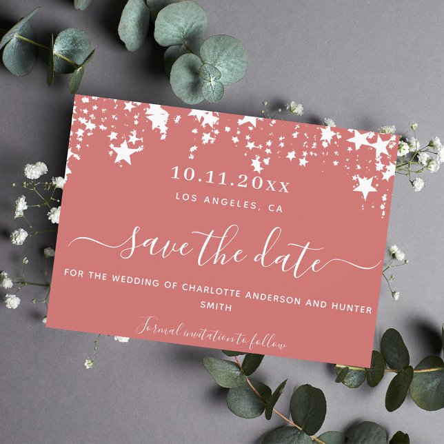 Dusty Earth White Stars Hochzeit speichern das Dat Save The Date (Von Creator hochgeladen)