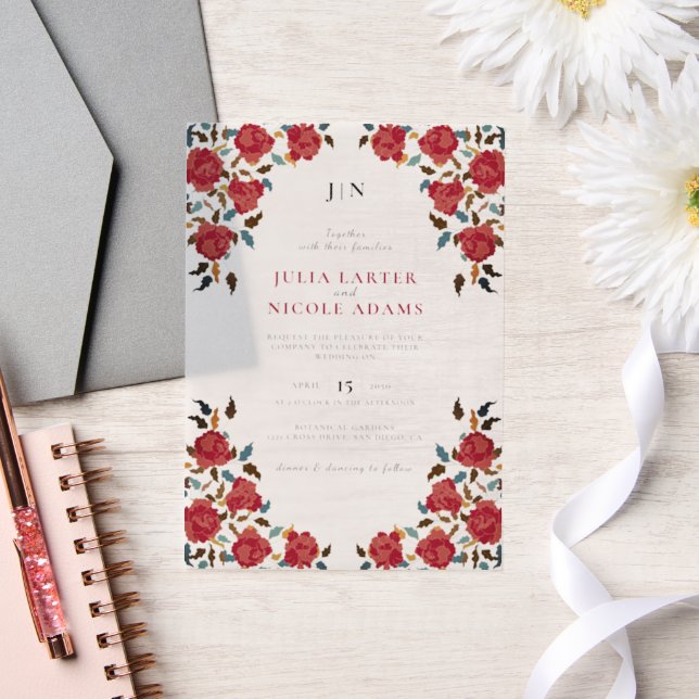 Dusty Elegant Golden Rote Rose Blume Hochzeit (Hochzeit)