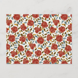 Dusty Elegant Golden Rote Rose Blume Hochzeit Postkarte