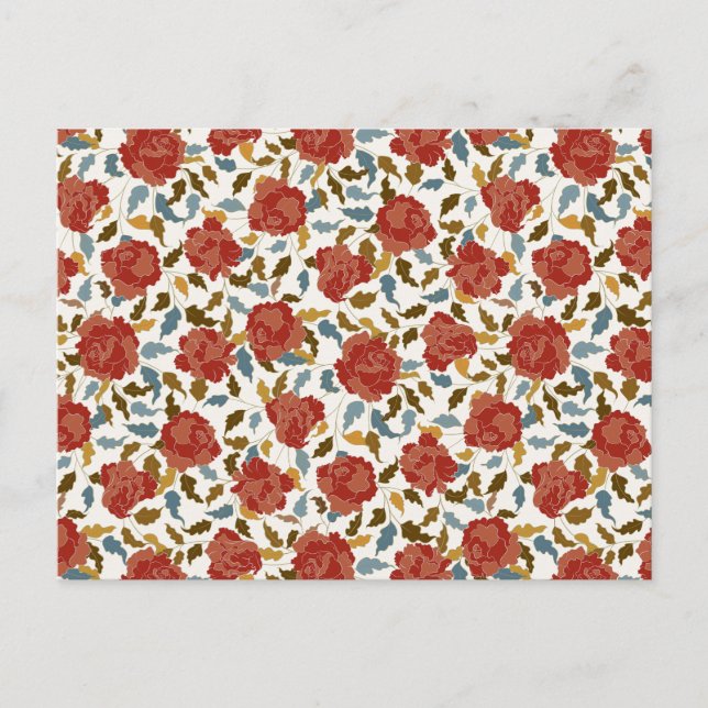 Dusty Elegant Golden Rote Rose Blume Hochzeit Postkarte (Vorderseite)