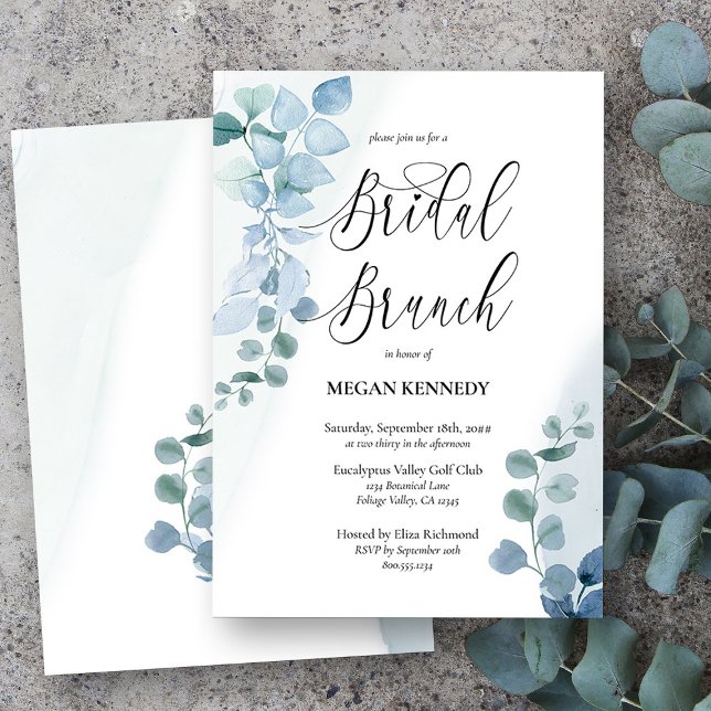 Dusty Eucalyptus Elegant Greenery Bridal Brunch Einladung (Bridal Brunch Invitation from my Dusty Eucalyptus Wedding Collection)