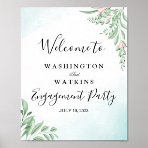 Dusty Eucalyptus Engagement Party Welcome Sign Poster
