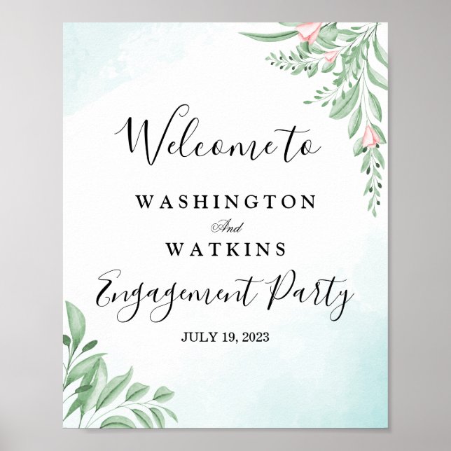 Dusty Eucalyptus Engagement Party Welcome Sign Poster (Vorne)