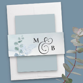 Dusty Eucalyptus Mit Monogramm Wedding Einladungsbanderole