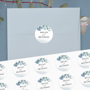 Dusty Eucalyptus Personalisiert Wedding Envelope Runder Aufkleber