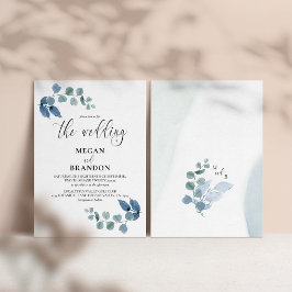 Dusty Eucalyptus Simple Elegant Wedding Einladung